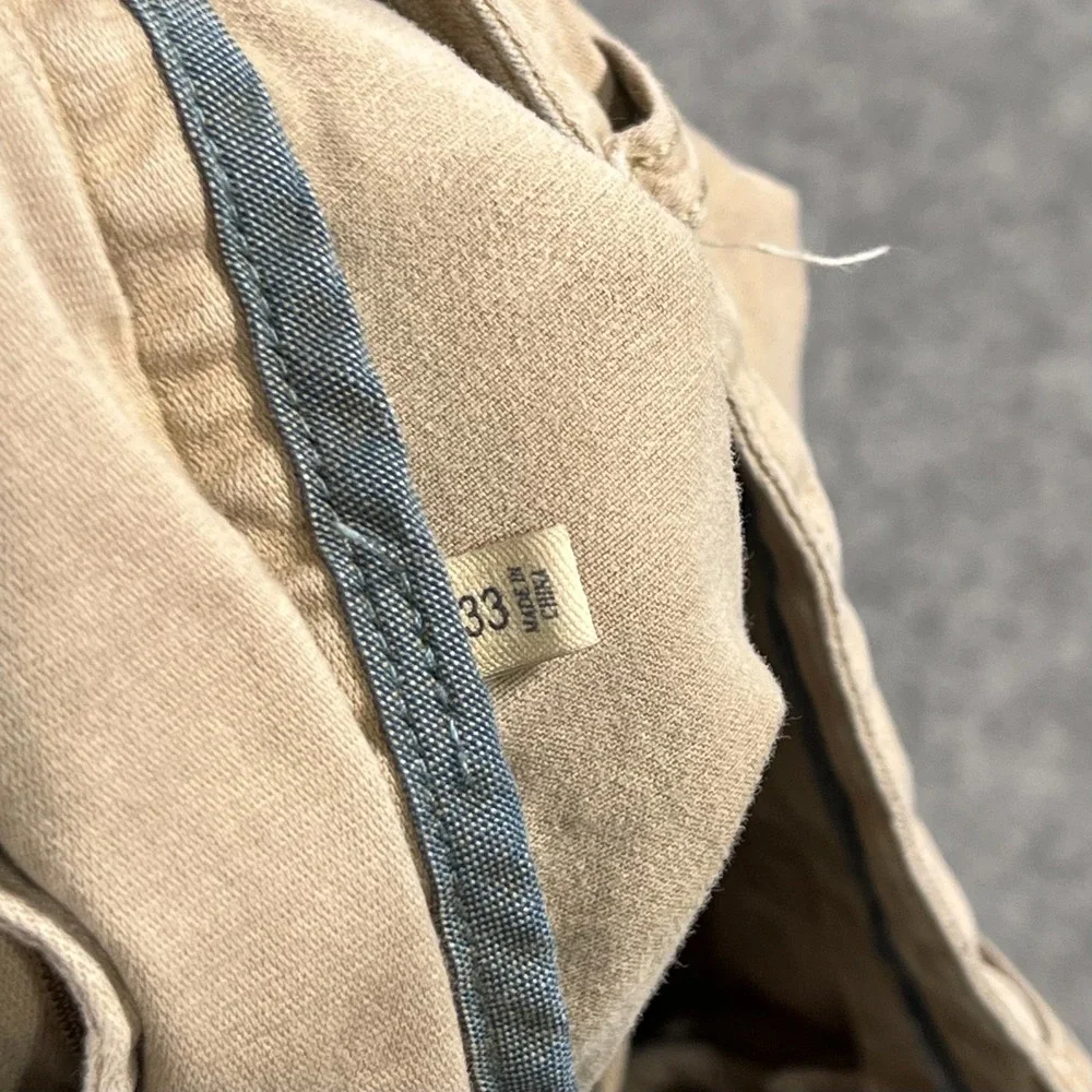 Faherty Brand Beige Khaki Flat Front Cotton Blend Chino Shorts Men's Size 33